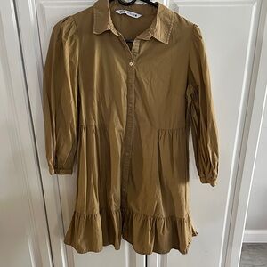 Zara Tan Button-Up Dress
